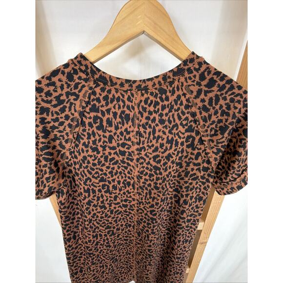 NWT New In Brown Black Cheetah Print Short Sleeve Knee Length Dress #1419 Size S - Picture 7 of 9
